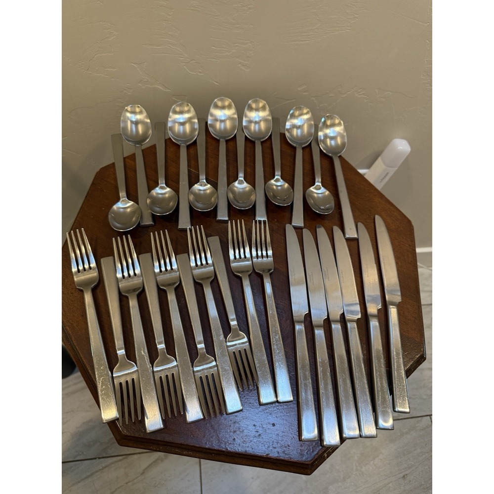 Vintage Cambridge Stainless Flatware Set 28 PC Service For 6 Modern Block Handle
